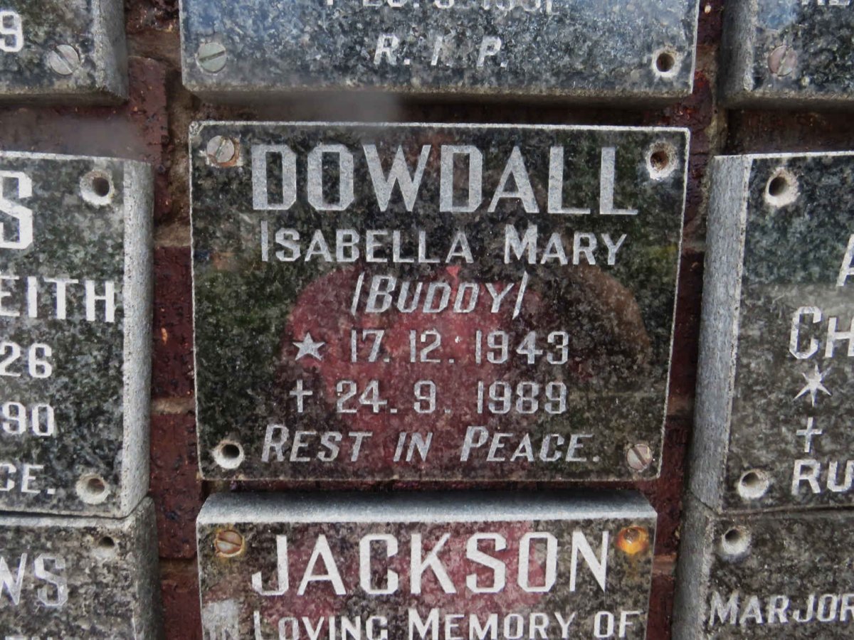 DOWDALL Isabella Mary 1943-1989
