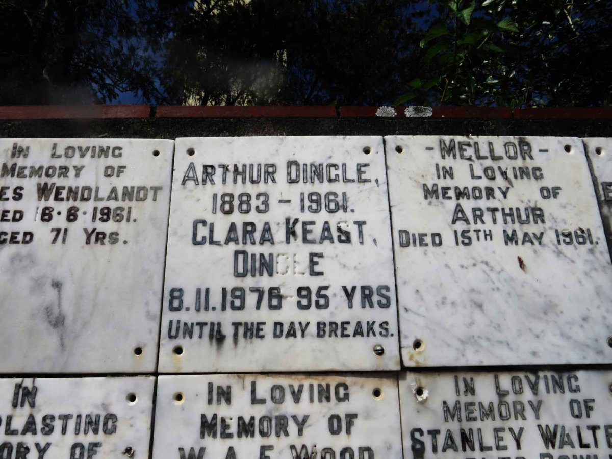 DINGLE Arthur 1883-1961 &amp; Clara Keast -1976