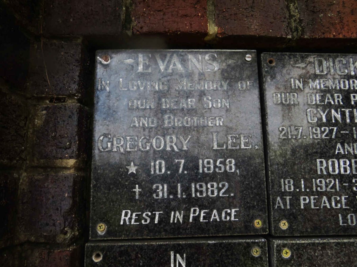 EVANS Gregory Lee 1958-1982