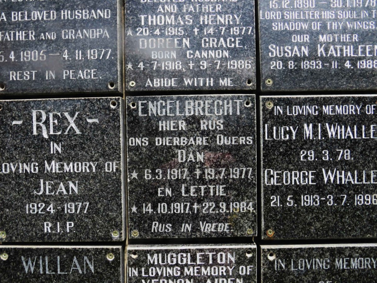 ENGELBRECHT Dan 1917-1977 &amp; Lettie 1917-1984