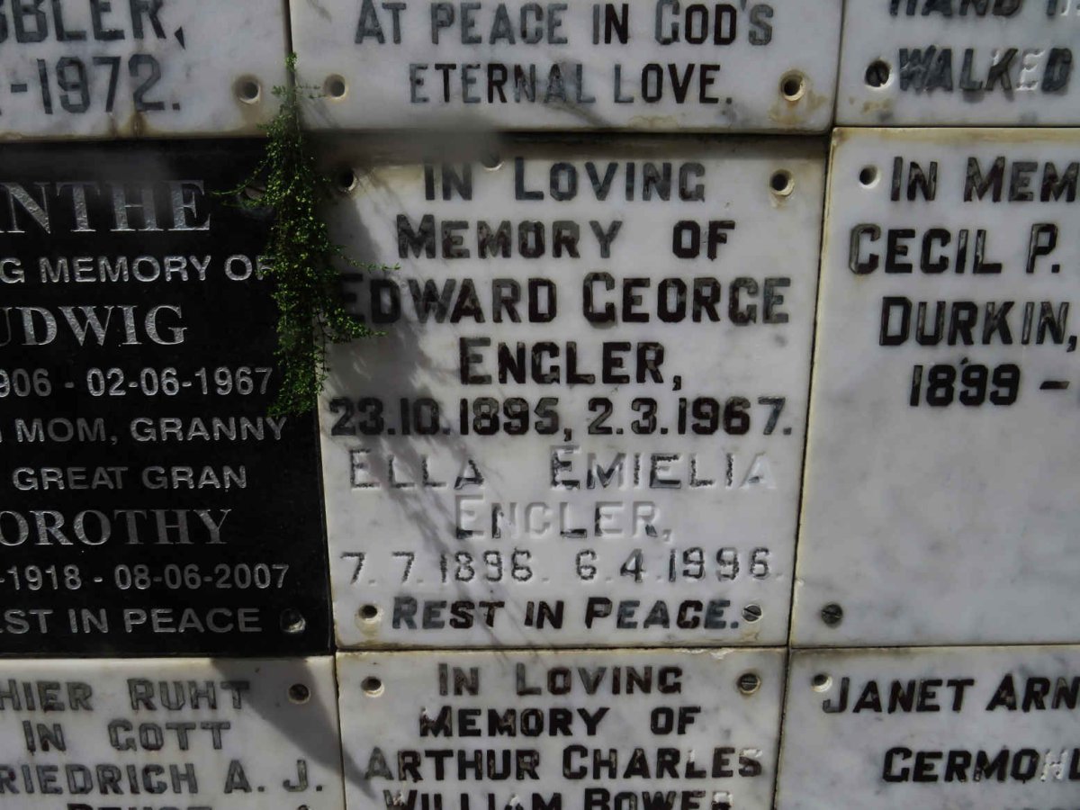 ENGLER Edward George 1895-1967 &amp; Ella Emielia 1896-1996