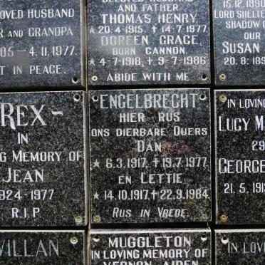 ENGELBRECHT Dan 1917-1977 &amp; Lettie 1917-1984