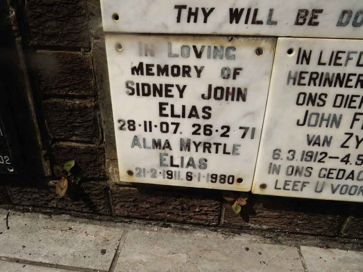 ELIAS Sidney John 1907-1971 &amp; Alma Myrtle 1911-1980