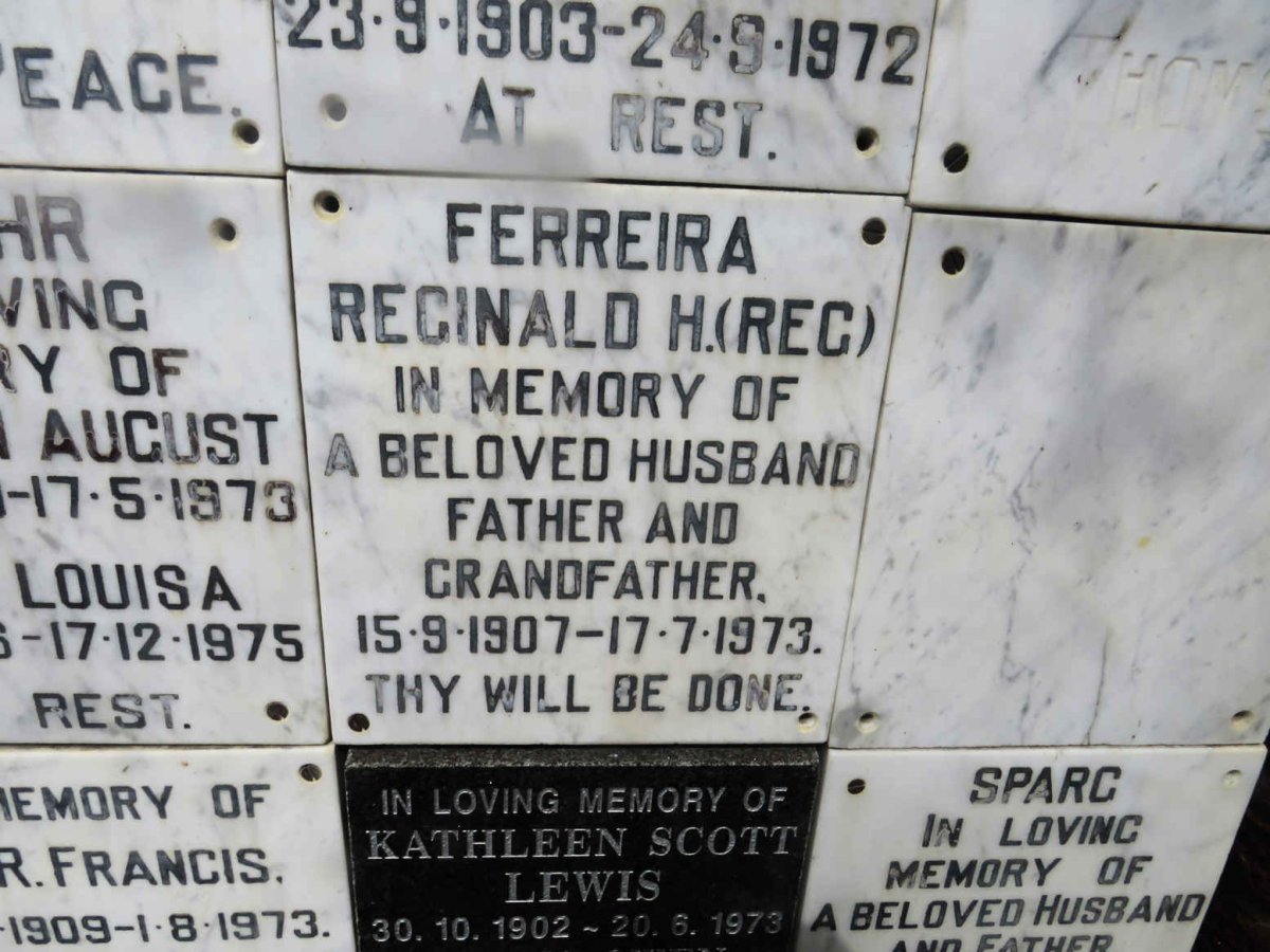 FERREIRA Reginald H. 1907-1973