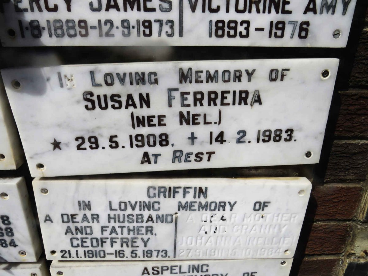 FERREIRA Susan nee NEL 1908-1983