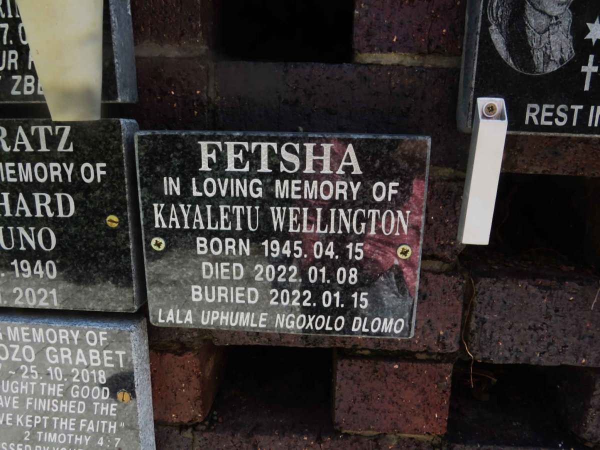 FETSHA Kayaletu Wellington 1945-2022