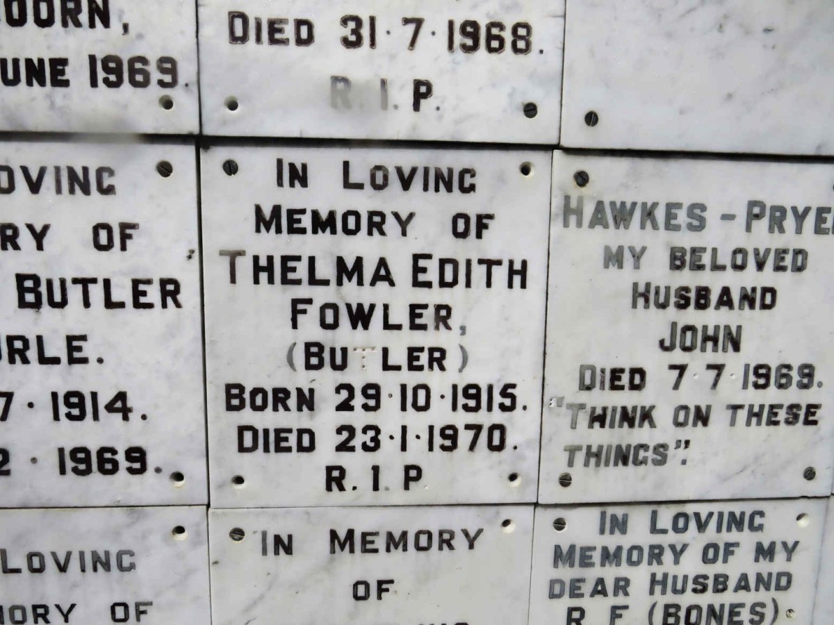 FOWLER Thelma Edith nee BUTLER 1915-1970