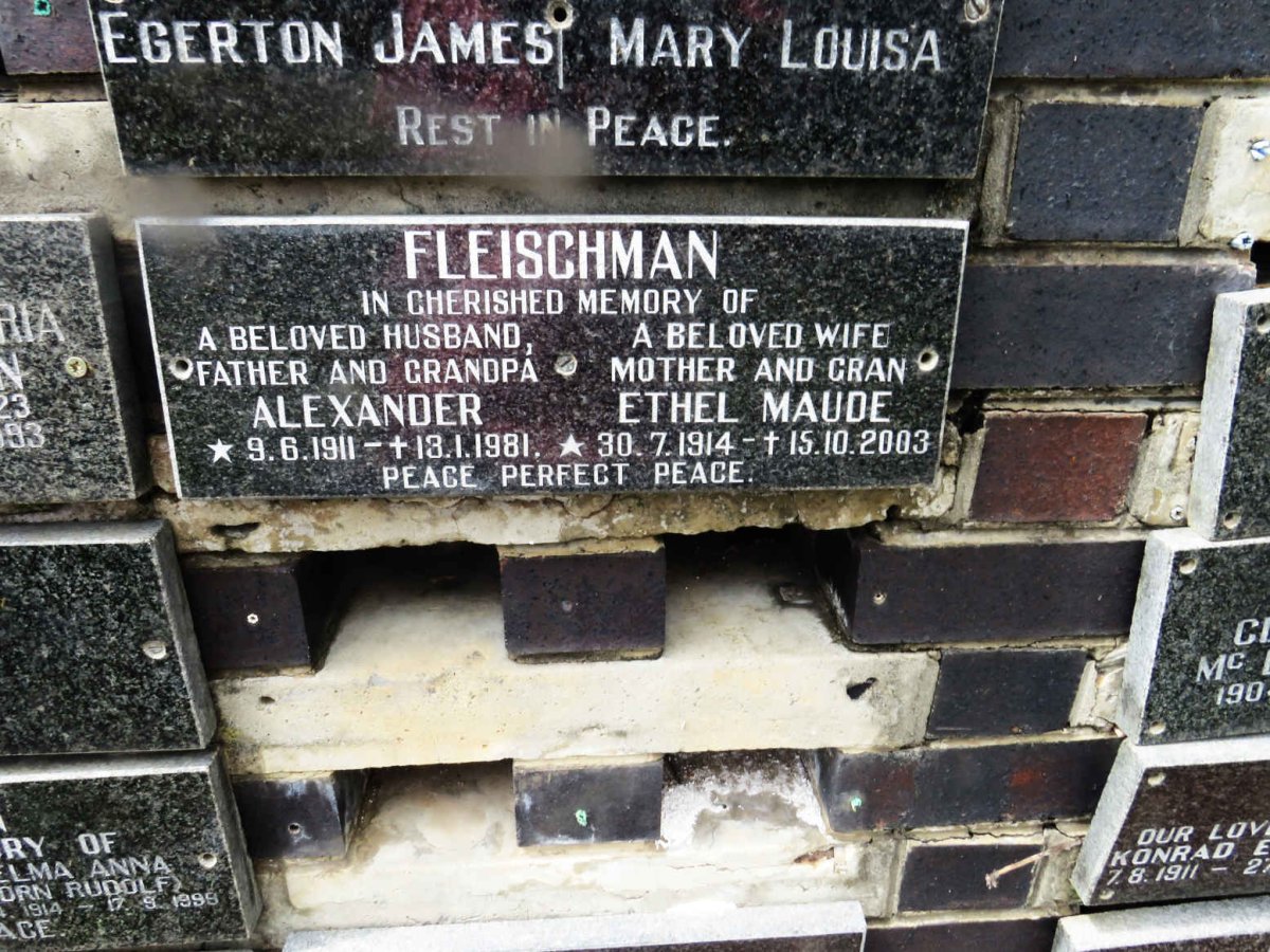 FLEISCHMAN Alexander 1911-1981 &amp; Ethel Maude 1914-2003