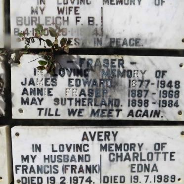 FRASER James Edward 1877-1948 :: FRASER Annie 1887-1968 :: SUTHERLAND May 1898-1984