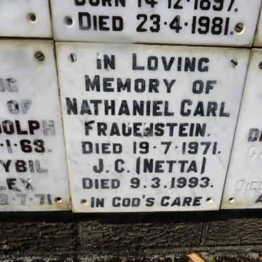 FRAUENSTEIN Nathaniel Carl -1971 &amp; J.C. -1993