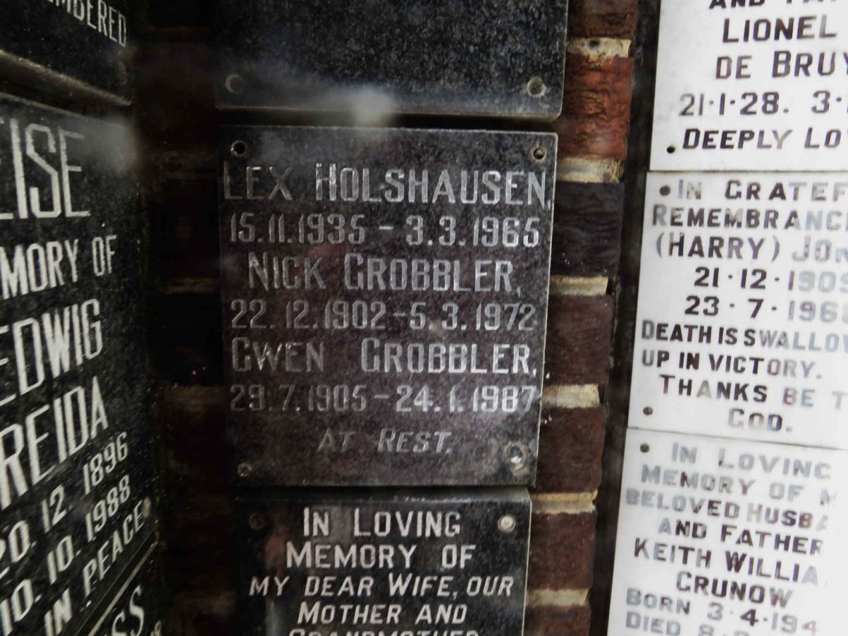 GROBBLER Nick 1902-1972 &amp; Gwen 1905-1987 :: HOLSHAUSEN Lex 1935-1965