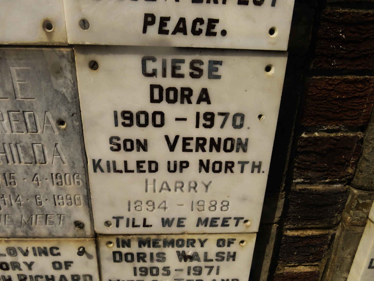 GIESE Harry 1894-1988 &amp; Dora 1900-1970 :: GIESE Vernon