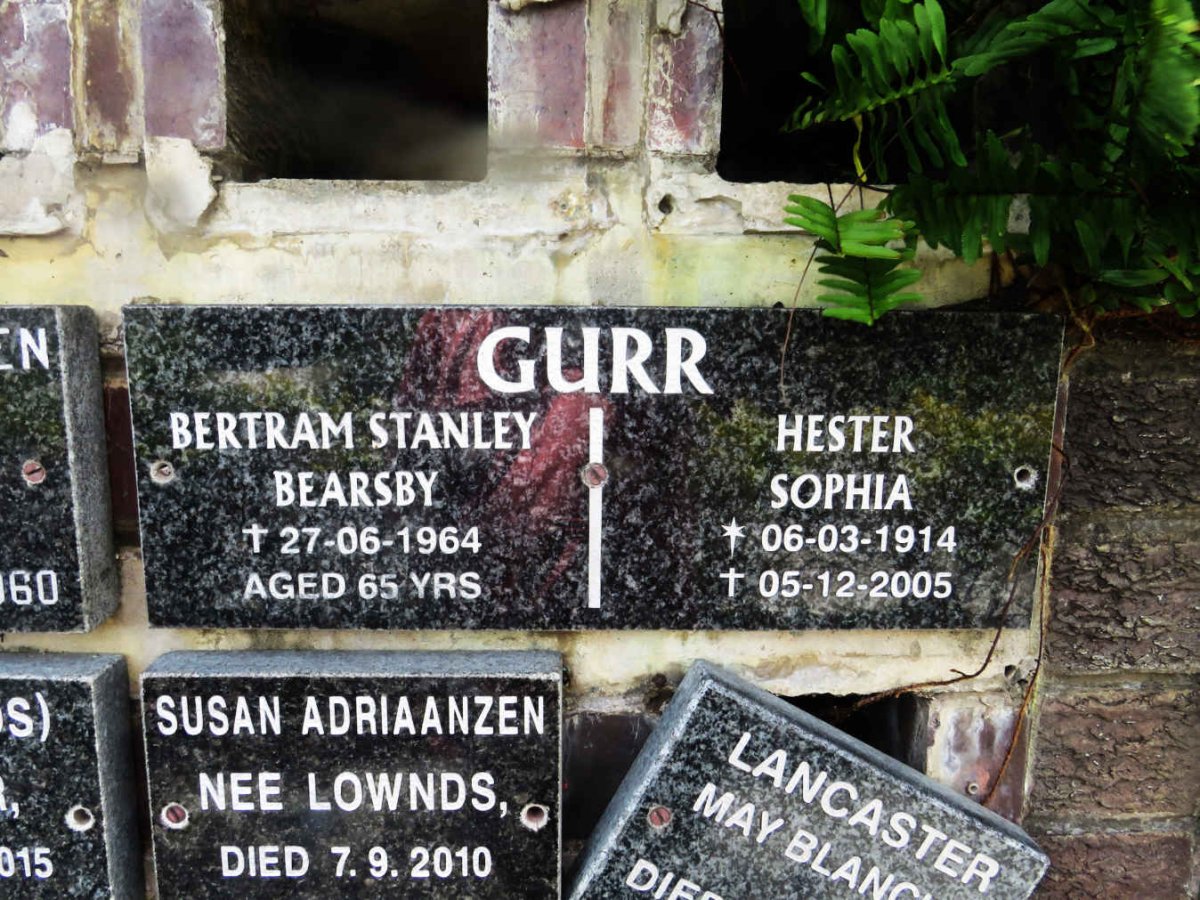 GURR Bertram Stanley Bearsby -1964 &amp; Hester Sophia 1914-2005