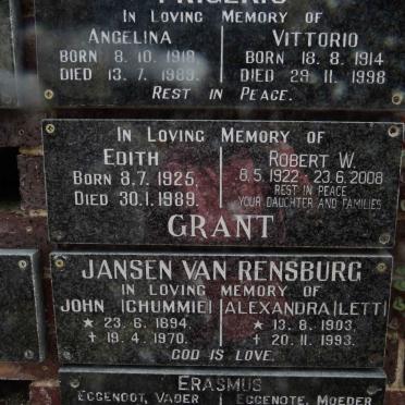 GRANT Robert W. 1922-2008 &amp; Edith 1925-1989