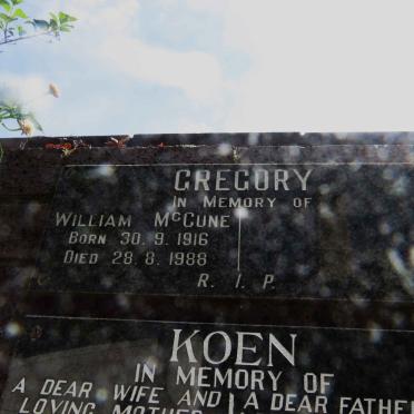 GREGORY William McCune 1916-1988