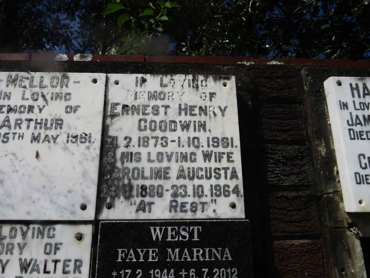 GOODWIN Ernest Henry 1873-1961 &amp; Caroline Augusta 1880-1964