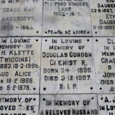 GLENISTER Douglas Gordon 1896-1967
