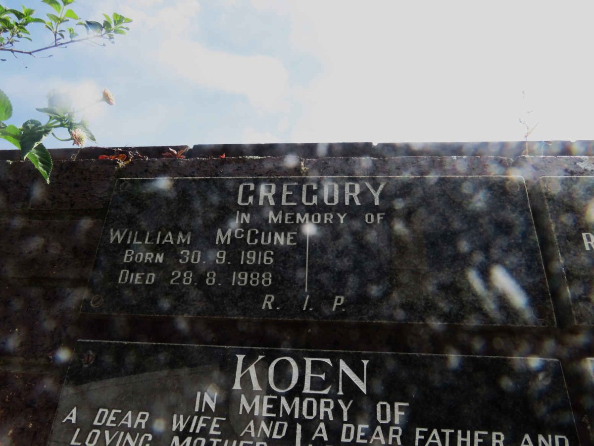 GREGORY William McCune 1916-1988