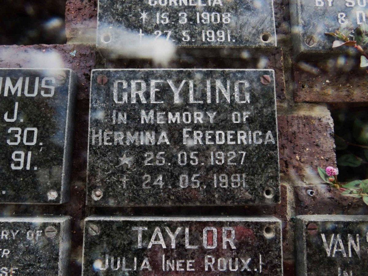 GREYLING Hermina Frederica 1927-1991