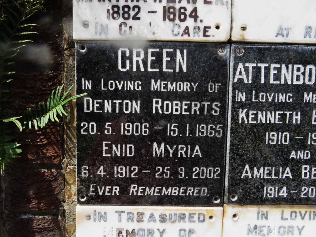 GREEN Denton Roberts 1906-1965 &amp; Enid Myria 1912-2002