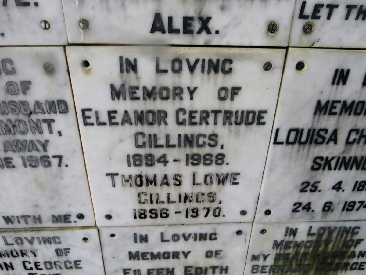 GILLINGS Thomas Lowe 1896-1970 &amp; Eleanor Gertrude 1894-1968