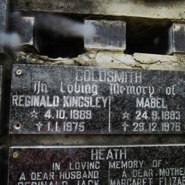 GOLDSMITH Reginald Kingsley 1889-1975 &amp; Mabel 1893-1976