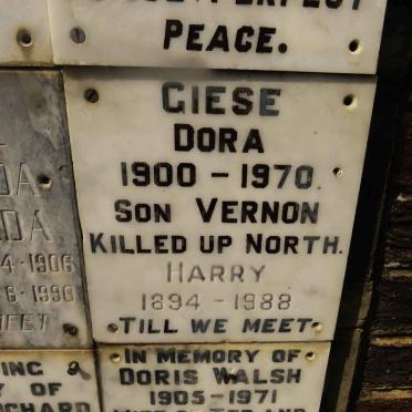 GIESE Harry 1894-1988 &amp; Dora 1900-1970 :: GIESE Vernon