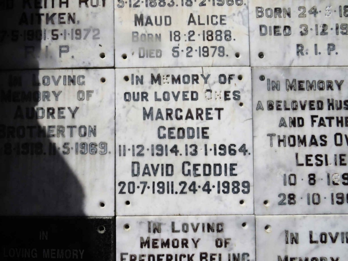 GEDDIE David 1911-1989 &amp; Margaret 1914-1964