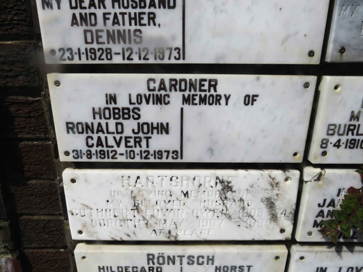 GARDNER Hobbs Ronald John Calvert 1912-1973