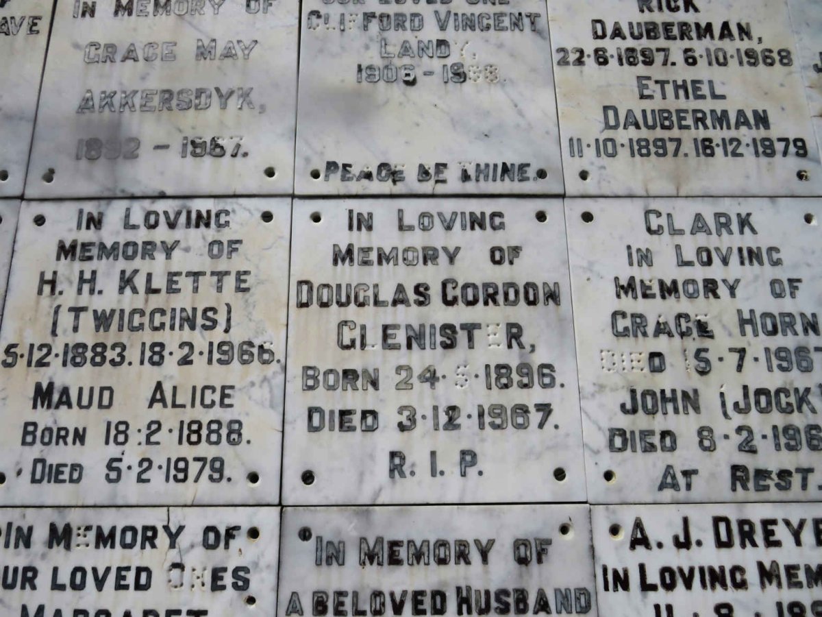 GLENISTER Douglas Gordon 1896-1967