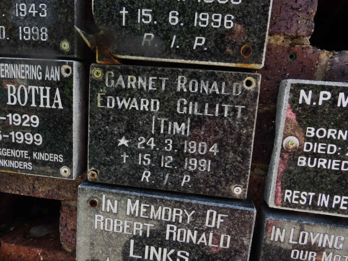 GILLITT Garnet Ronald Edward 1904-1991