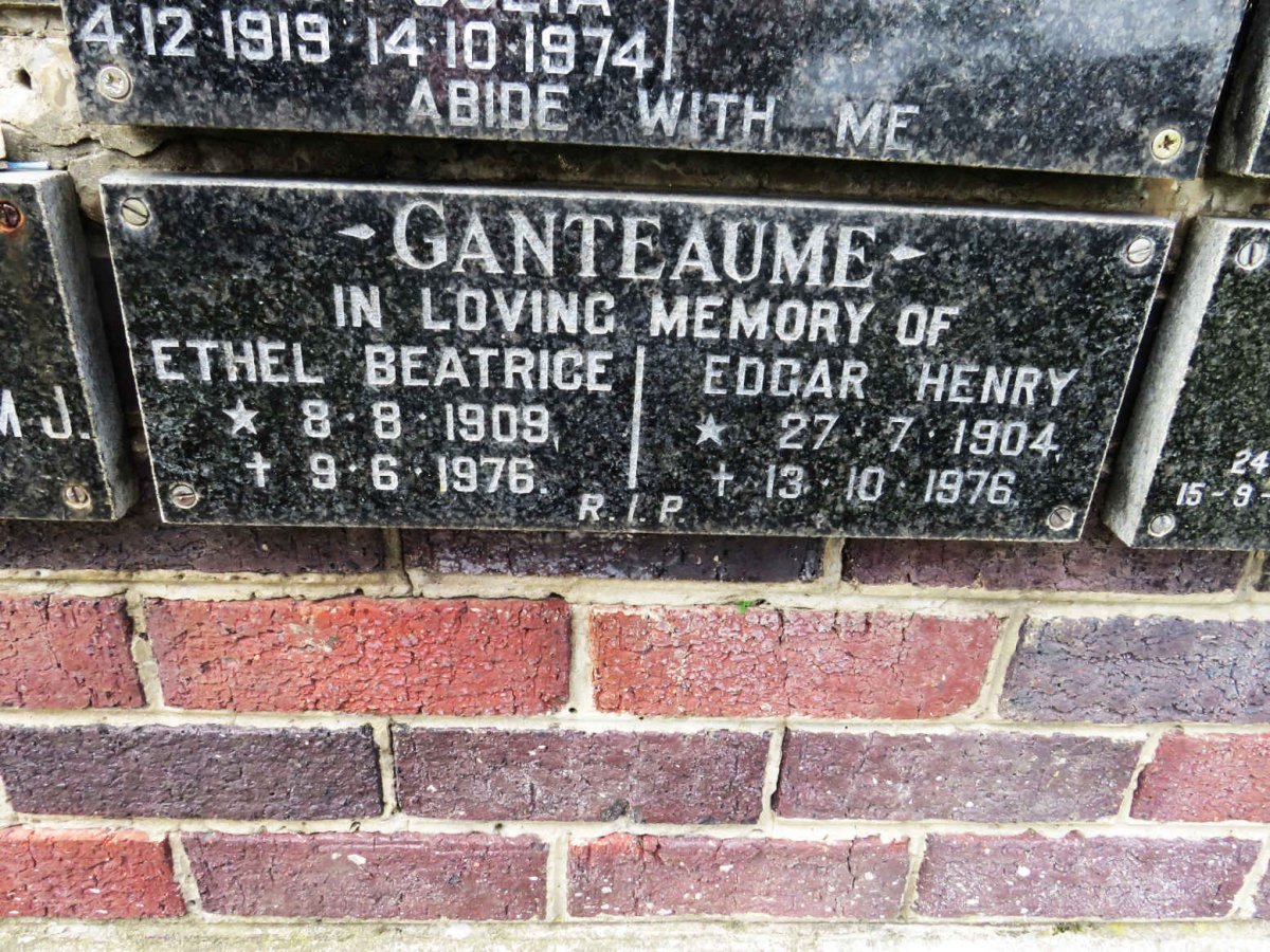 GANTEAUME Edgar Henry 1904-1976 &amp; Ethel Beatrice 1909-1976