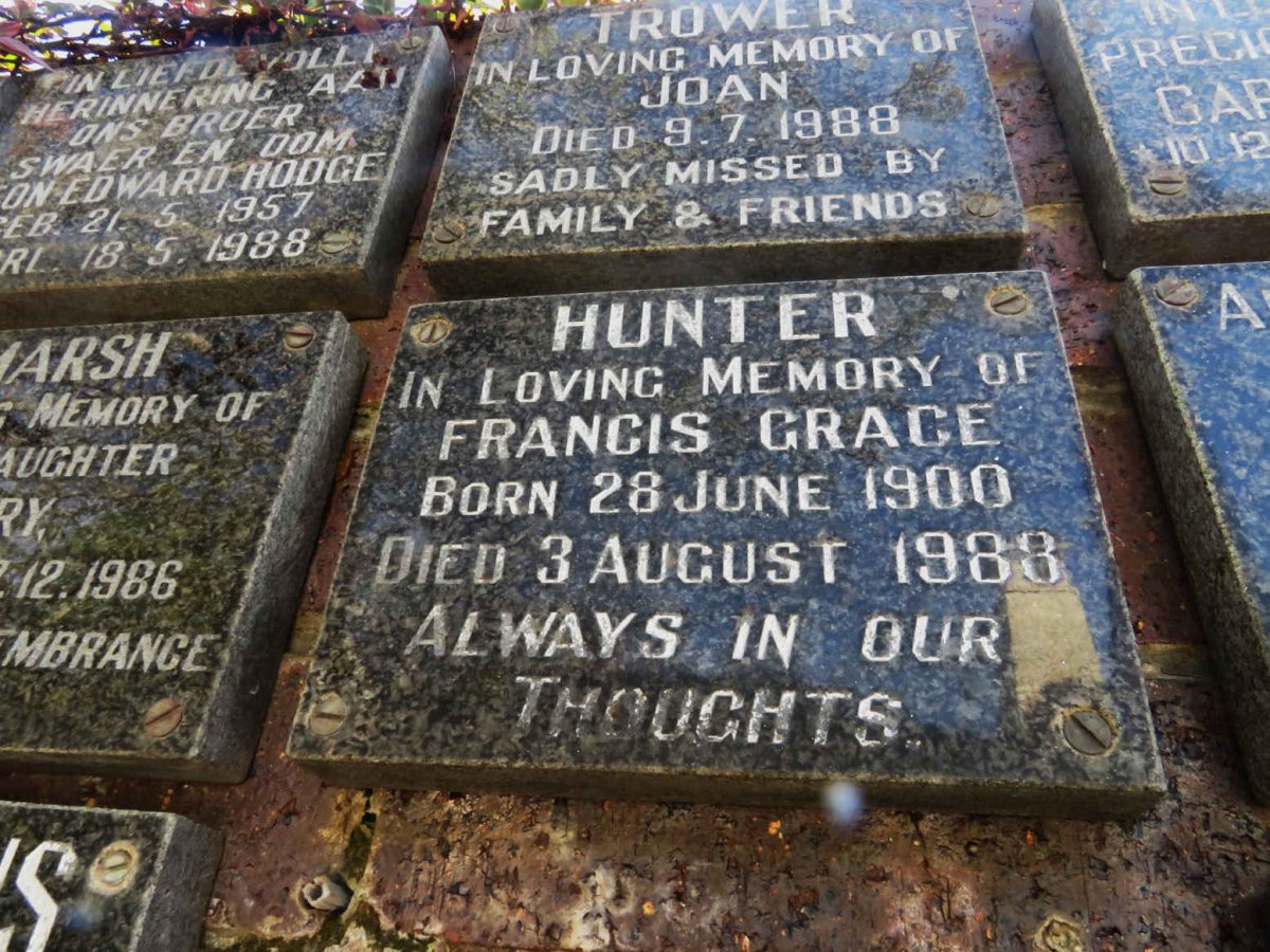 HUNTER Francis Grace 1900-1988