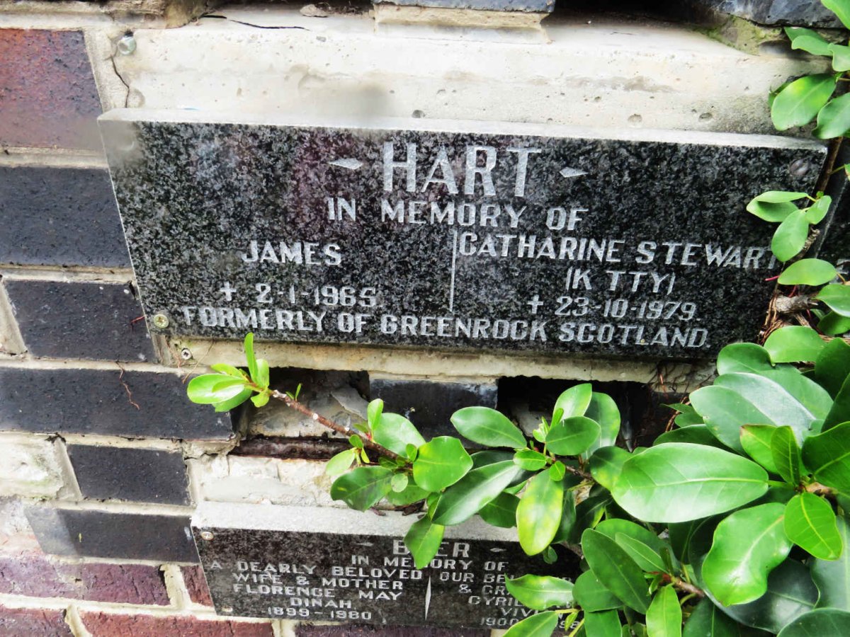 HART James -1965 &amp; Catharine Stewart -1979
