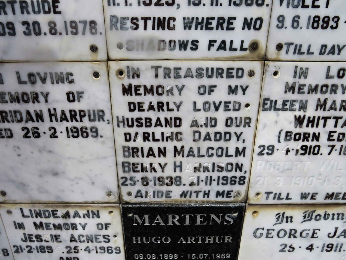 HARRISON Brian Malcolm Berry 1938-1968