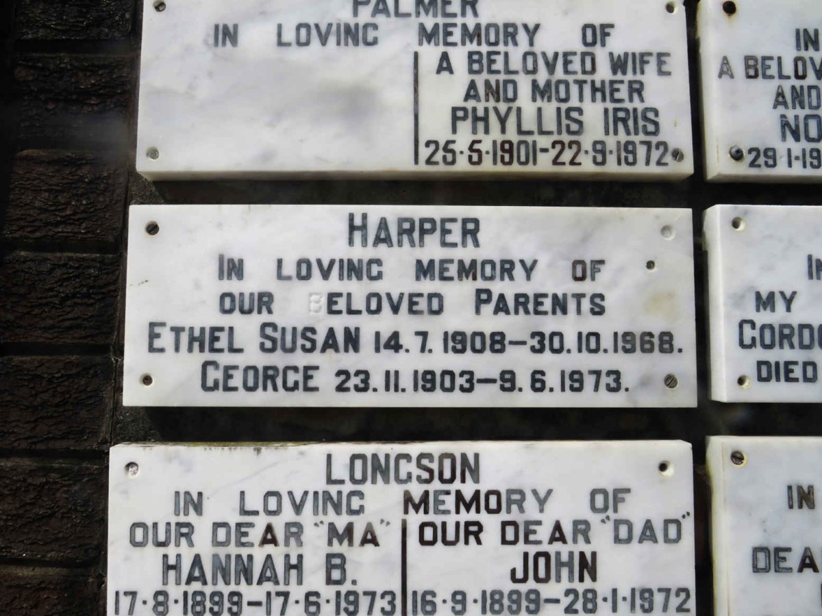 HARPER George 1903-1973 &amp; Ethel Susan 1908-1968