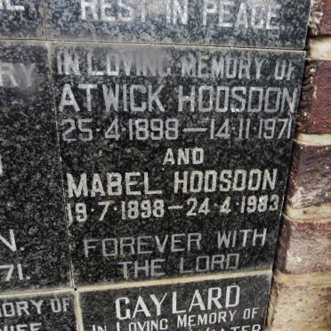 HODSDON Atwick 1898-1971 &amp; Mabel 1898-1983
