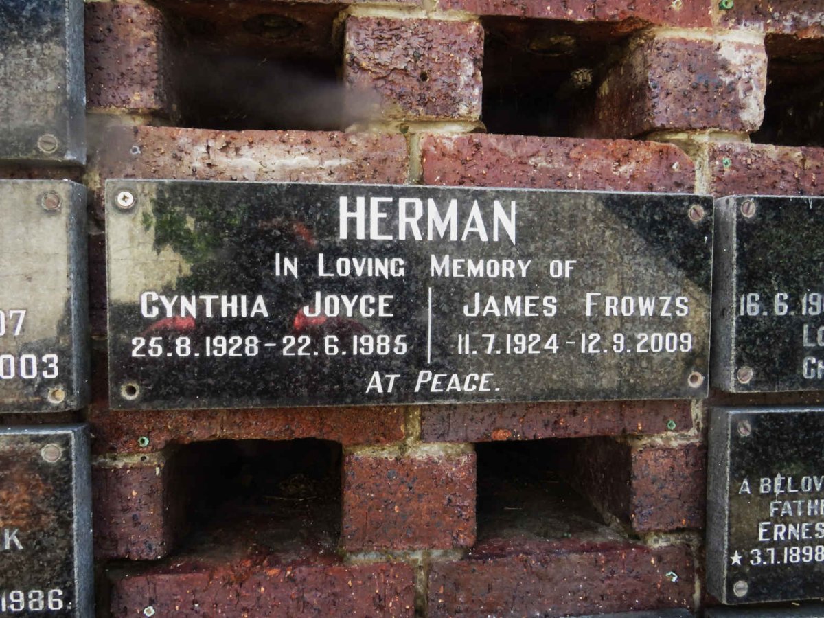 HERMAN James Frowzs 1924-2009 &amp; Cynthia Joyce 1928-1985