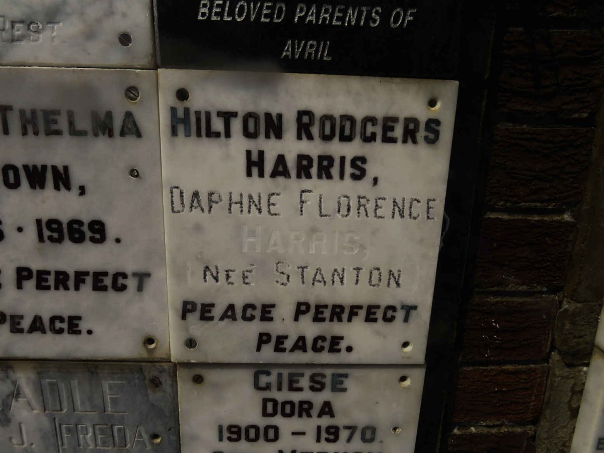 HARRIS Hilton Rodgers &amp; Daphne Florence STANTON