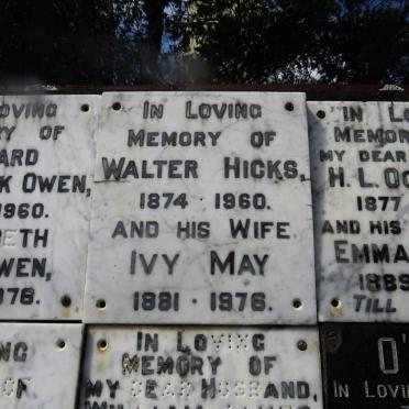 HICKS Walter 1874-1960 &amp; Ivy May 1881-1976