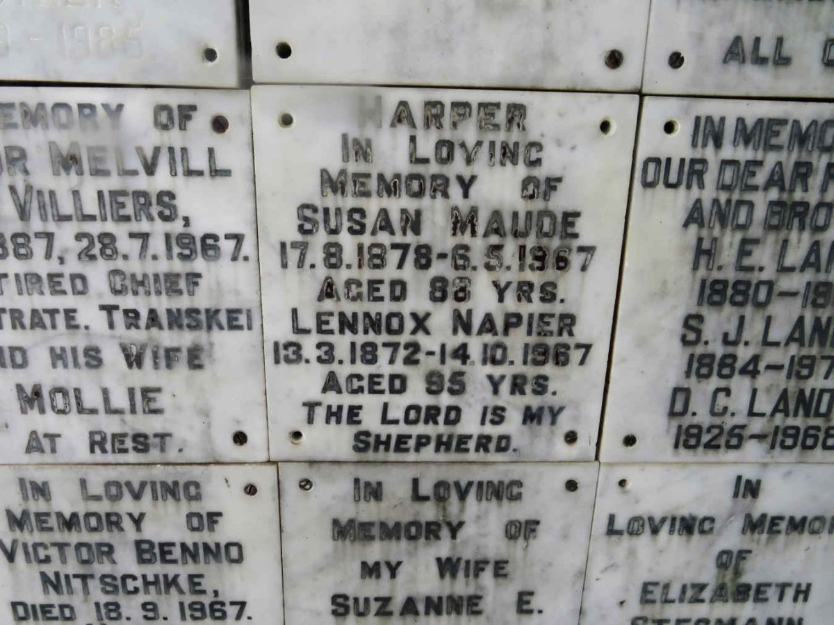 HARPER Lennox Napier 1872-1967 &amp; Susan Maude 1878-1967