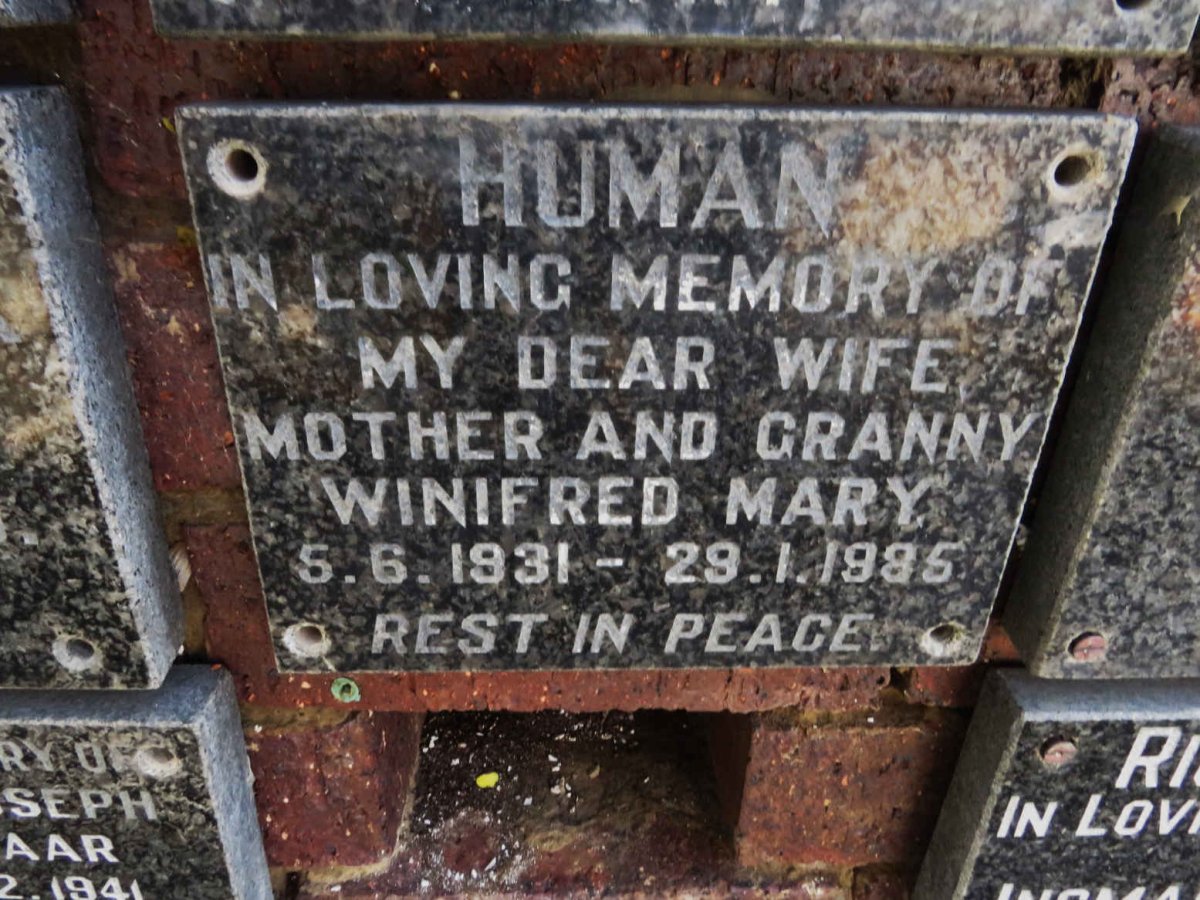 HUMAN Winifred Mary 1931-1985