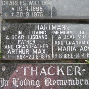 HARTMANN Arthur Max 1894-1975 &amp; Maria Agnes 1896-1988