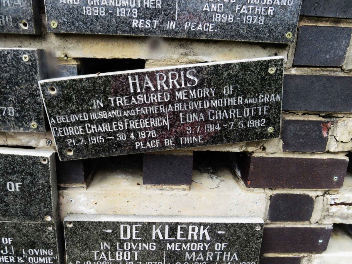 HARRIS George Charles Frederick 1915-1978 &amp; Edna Charlotte 1914-1982