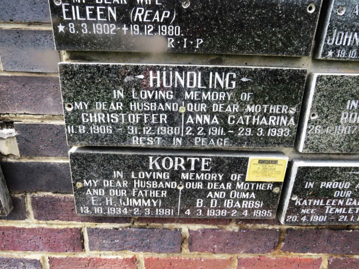 HUNDLING Christoffer 1906-1980 &amp; Anna Catharina 1911-1993
