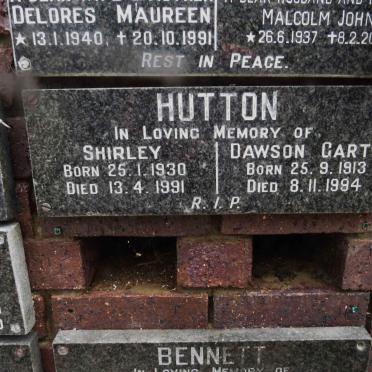 HUTTON Dawson Garth 1913-1994 &amp; Shirley 1930-1991