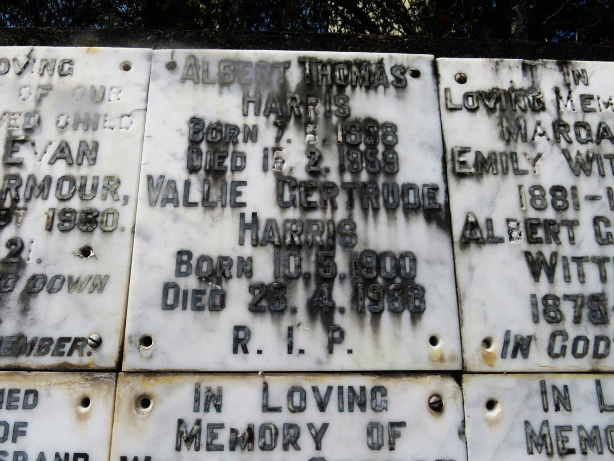 HARRIS Albert Thomas 1888-1959 &amp; Vallie Gertrude 1900-1968