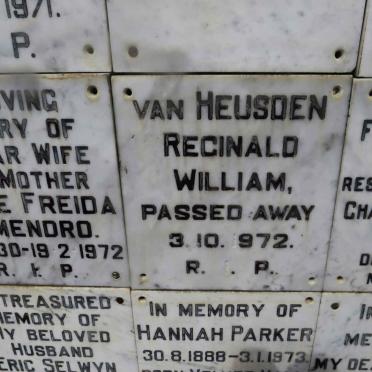 HEUSDEN Reginald William, van -1972