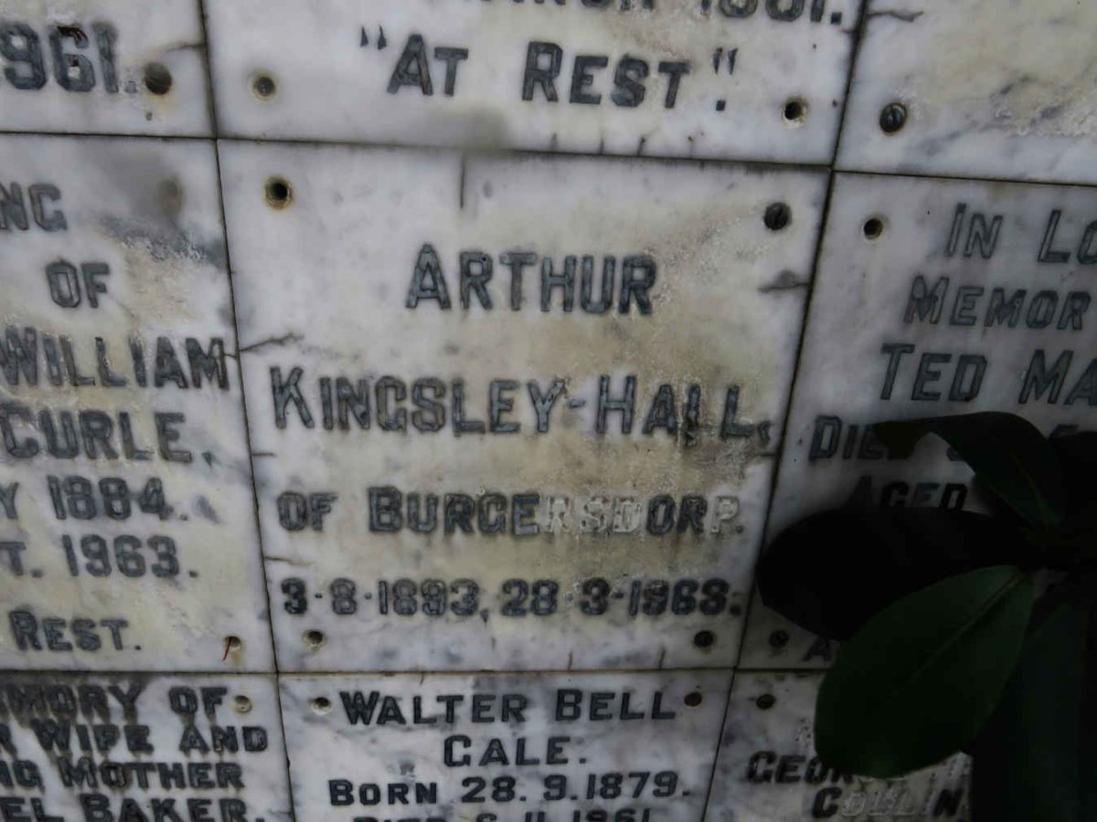 HALL Arthur, KINGSLEY- 1893-1968