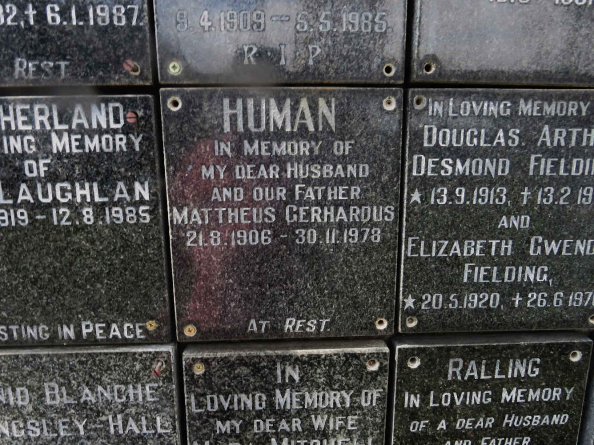 HUMAN Mattheus Gerhardus 1906-1978